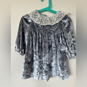 Zara Gray Lace-Trimmed velvet dress